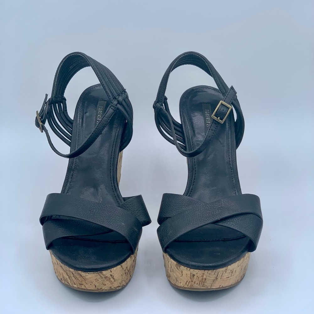 Forever 21 black wedge sandals